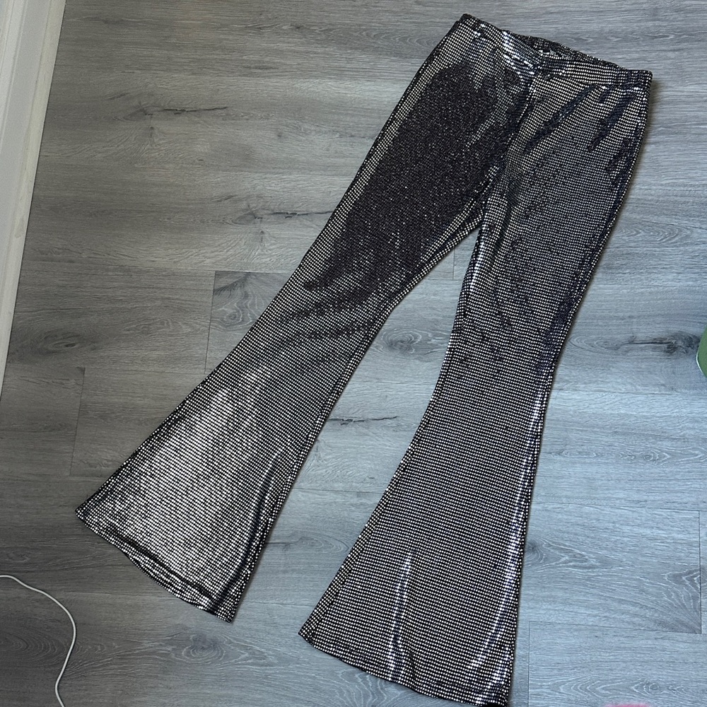 Silver Flare Pants